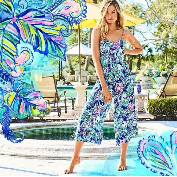 Lilly Pulitzer Marnee Jumpsuit in Multicolor Hanging With Fronds Sz 6